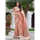 Light Orange Designer Party Wear Silk Sari