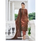 Brown Digital Printed Designer Pure Viscose Muslin Salwar Suit