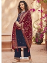 Teal Blue Heavy Designer Wedding Pure Kuntal Silk Salwar Suit