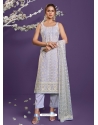 Light Grey Heavy Designer Wedding Net Salwar Suit