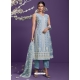 Aqua Grey Heavy Designer Wedding Net Salwar Suit
