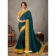 Teal Blue Designer Wedding Wear Silk Sari