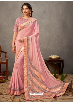 Pink Designer Wedding Wear Silk Sari