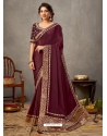 Maroon Designer Wedding Wear Silk Sari