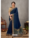 Navy Blue Designer Wedding Wear Silk Sari