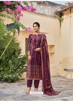 Deep Wine Latest Designer Party Wear Velvet Salwar Suit