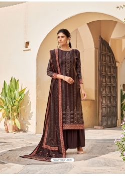 Coffee Latest Designer Party Wear Velvet Salwar Suit