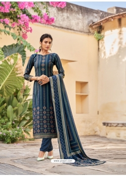 Teal Blue Latest Designer Party Wear Velvet Salwar Suit