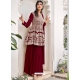 Rose Red Designer Festive Wear Viscose Georgette Salwar Suit