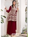 Rose Red Designer Festive Wear Viscose Georgette Salwar Suit