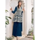 Teal Blue Designer Festive Wear Viscose Georgette Salwar Suit