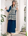 Teal Blue Designer Festive Wear Viscose Georgette Salwar Suit