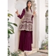 Deep Wine Designer Festive Wear Viscose Georgette Salwar Suit