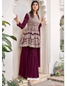 Deep Wine Designer Festive Wear Viscose Georgette Salwar Suit