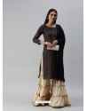 Navy Blue Readymade Designer Festive Wear Magic Cotton Slub Sharara Suit