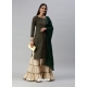 Dark Green Readymade Designer Festive Wear Magic Cotton Slub Sharara Suit