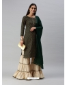 Dark Green Readymade Designer Festive Wear Magic Cotton Slub Sharara Suit