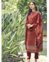 Tomato Red Latest Designer Party Wear Velvet Salwar Suit