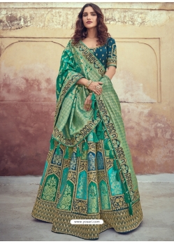 Jade Green Heavy Designer Wedding Wear Lehenga Choli