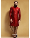 Tomato Red Exclusive Readymade Designer Indowestern Sherwani