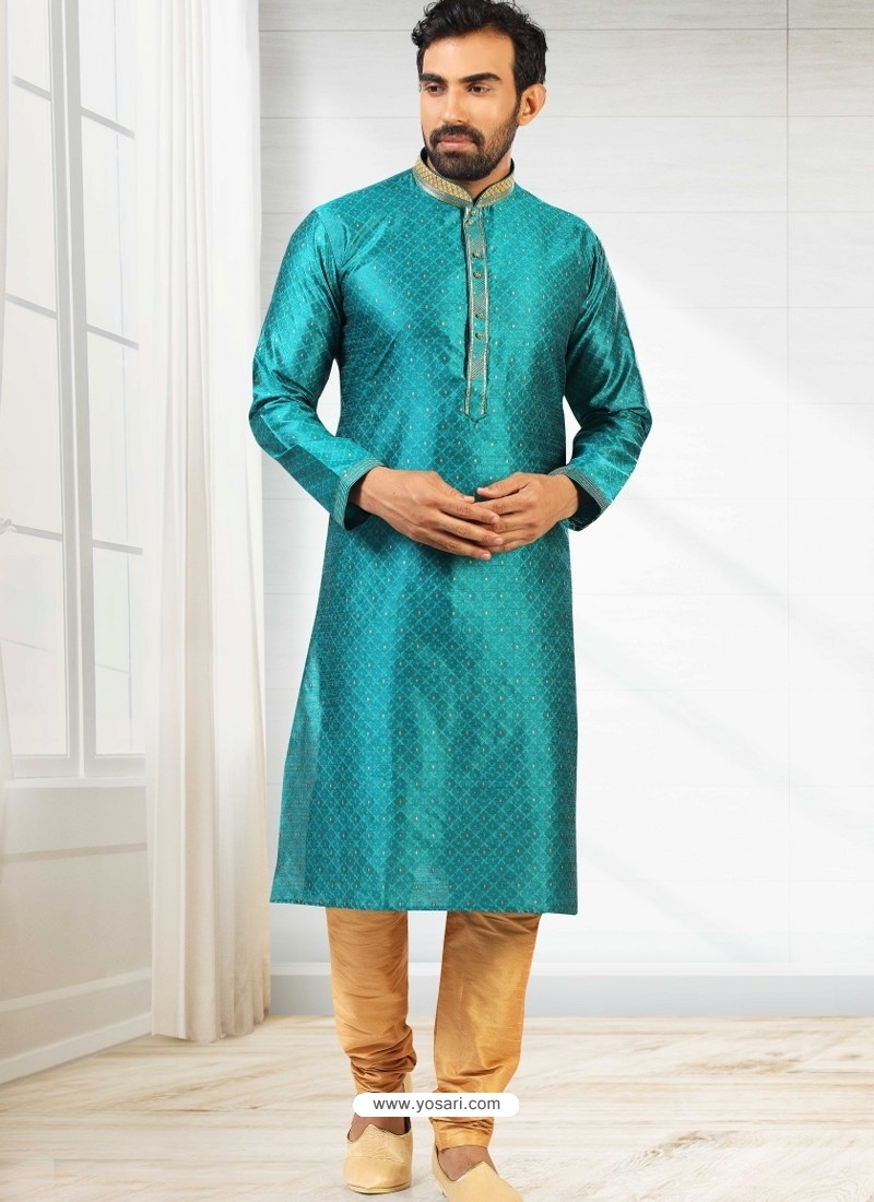 Buy Turquoise Exclusive Readymade Designer Kurta Pajama | Kurta Pajama