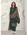 Dark Green Designer Festive Wear Pure Maslin Jacquard Salwar Suit