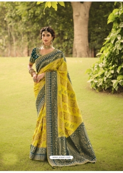 Lemon Designer Traditional Wear Pure Dola Silk Sari