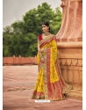 Yellow Designer Traditional Wear Pure Dola Silk Sari