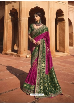 Medium Violet Designer Traditional Wear Pure Dola Silk Sari