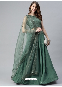 Grayish Green Heavy Designer Wedding Wear Lehenga Choli