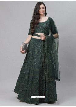 Dark Green Heavy Designer Wedding Wear Lehenga Choli