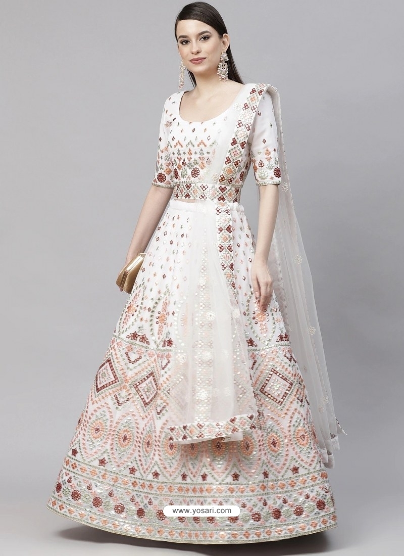 Off White Heavy Designer Wedding Wear Lehenga Choli