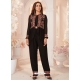 Black Readymade Faux Georgette Indo-Western Suit