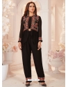 Black Readymade Faux Georgette Indo-Western Suit