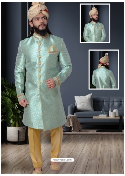 Sea Green Exclusive Readymade Designer Indowestern Sherwani