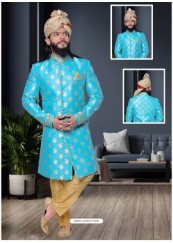 Turquoise Exclusive Readymade Designer Indowestern Sherwani