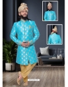 Turquoise Exclusive Readymade Designer Indowestern Sherwani