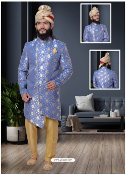 Blue Exclusive Readymade Designer Indowestern Sherwani