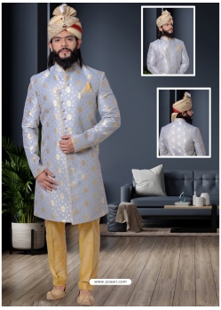 Light Grey Exclusive Readymade Designer Indowestern Sherwani