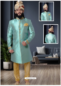 Aqua Mint Exclusive Readymade Designer Indowestern Sherwani