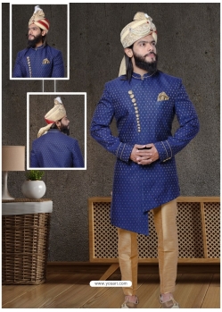 Royal Blue Exclusive Readymade Designer Indowestern Sherwani