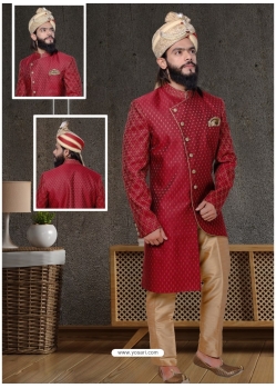 Maroon Exclusive Readymade Designer Indowestern Sherwani