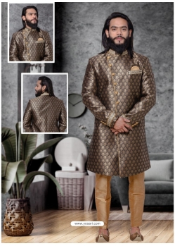 Dark Grey Exclusive Readymade Designer Indowestern Sherwani