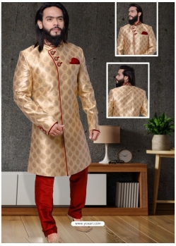 Gold Exclusive Readymade Designer Indowestern Sherwani