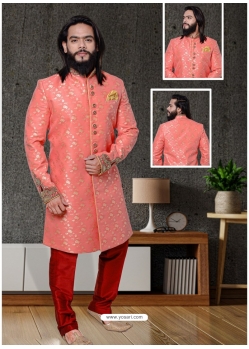 Peach Exclusive Readymade Designer Indowestern Sherwani