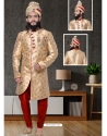 Cream Exclusive Readymade Designer Indowestern Sherwani