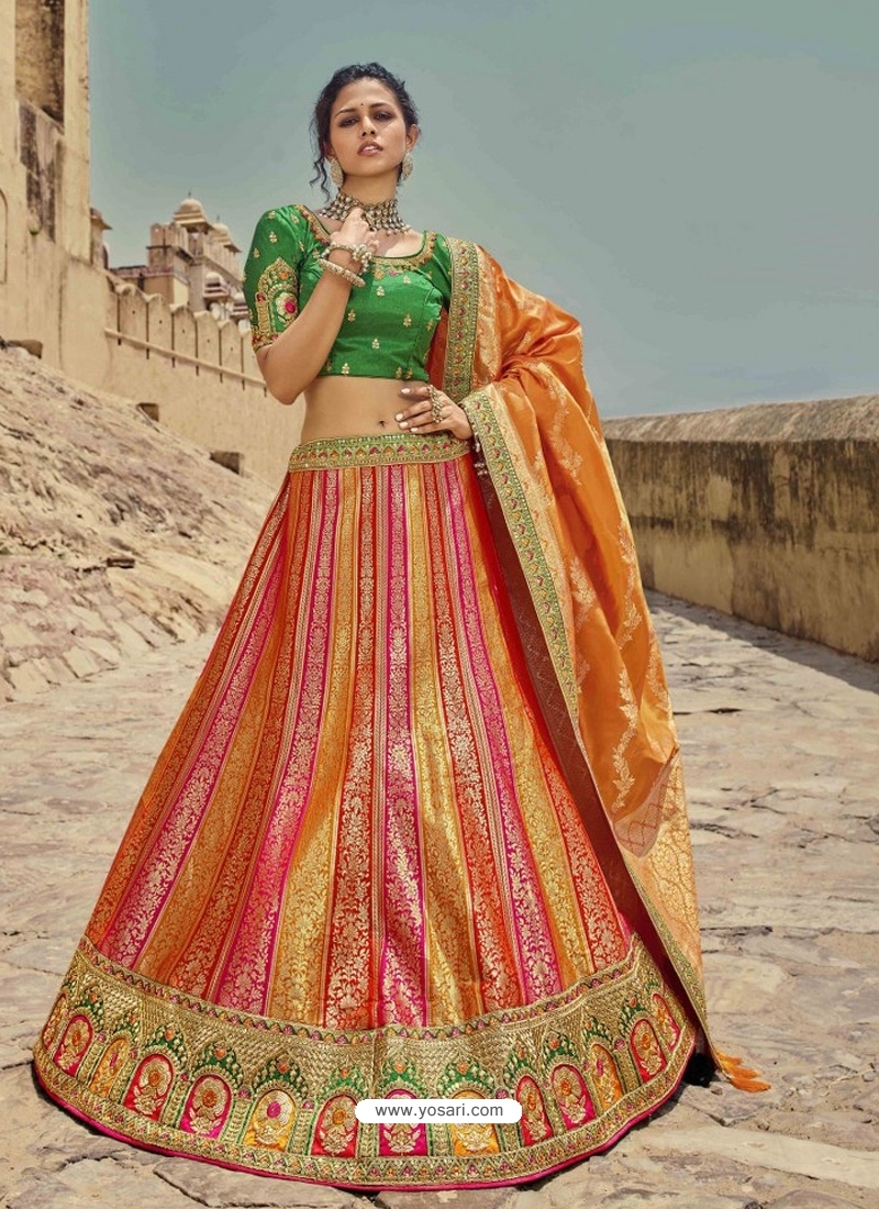 Multi Colour Heavy Designer Wear Pure Premium Silk Lehenga Choli