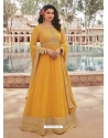 Yellow Designer Party Wear Faux Georgette Anarkali Suit