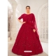 Maroon Designer Bridal Wear Net Lehenga Choli