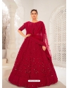 Maroon Designer Bridal Wear Net Lehenga Choli